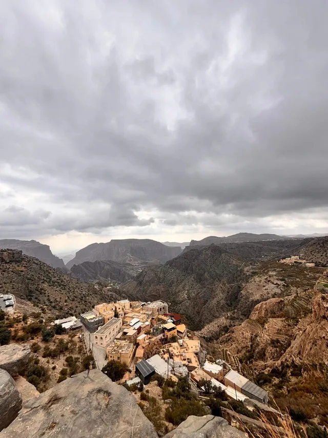 Clouds and village terraces in the Jebel Akhdar mountains