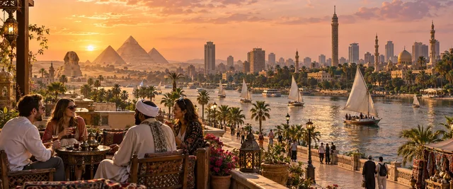 Cairo skyline and the Giza pyramids