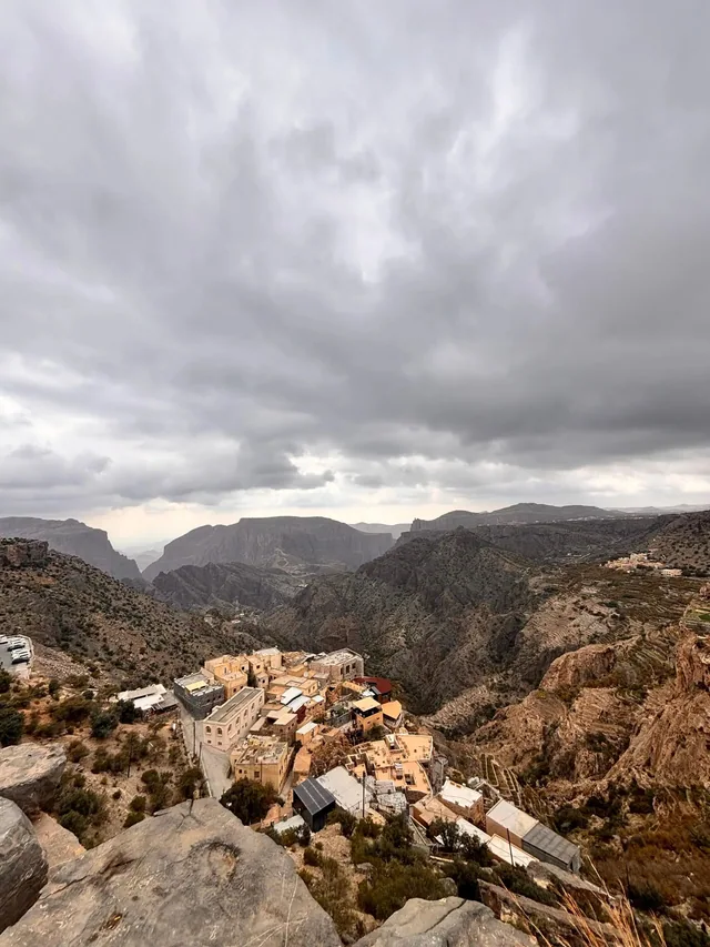 Clouds and village terraces in the Jebel Akhdar mountains