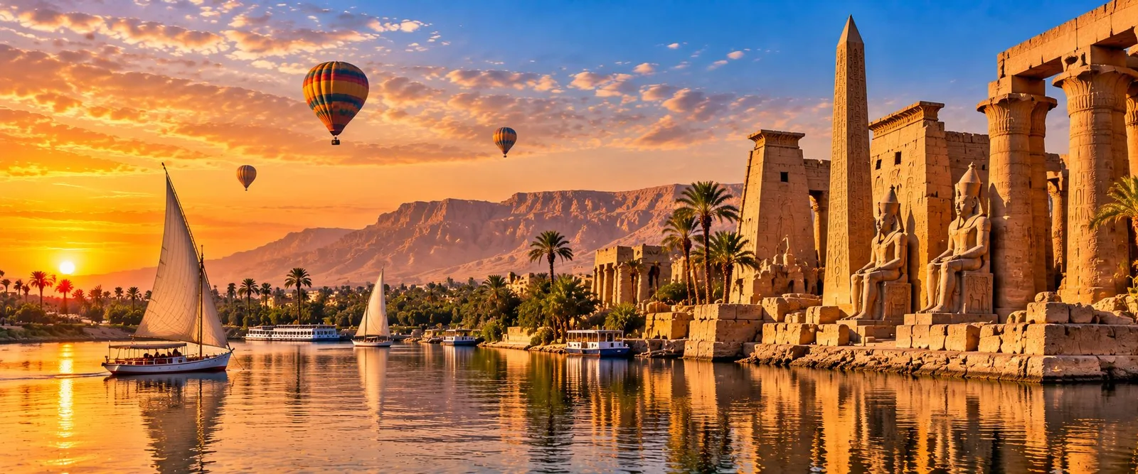 Ancient temples and the Nile in Luxor